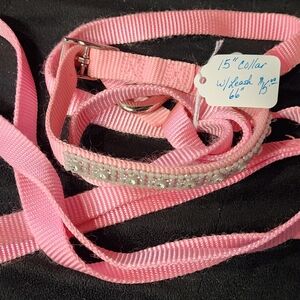 Pink Beaded Dog Collar and Leash Set